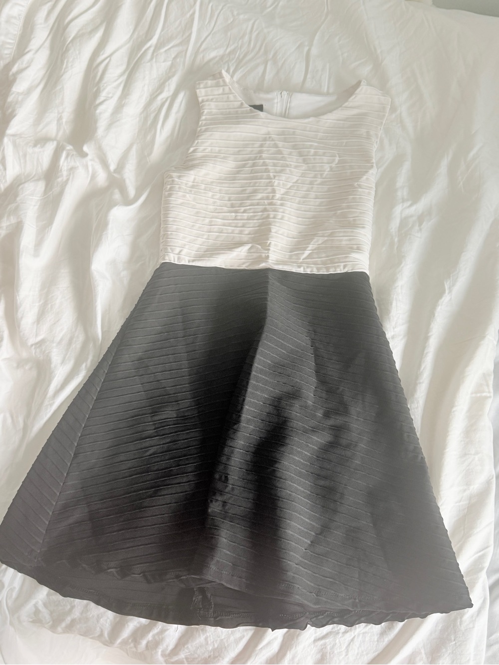 by & by Black and White Textured Fit and Flare Dress